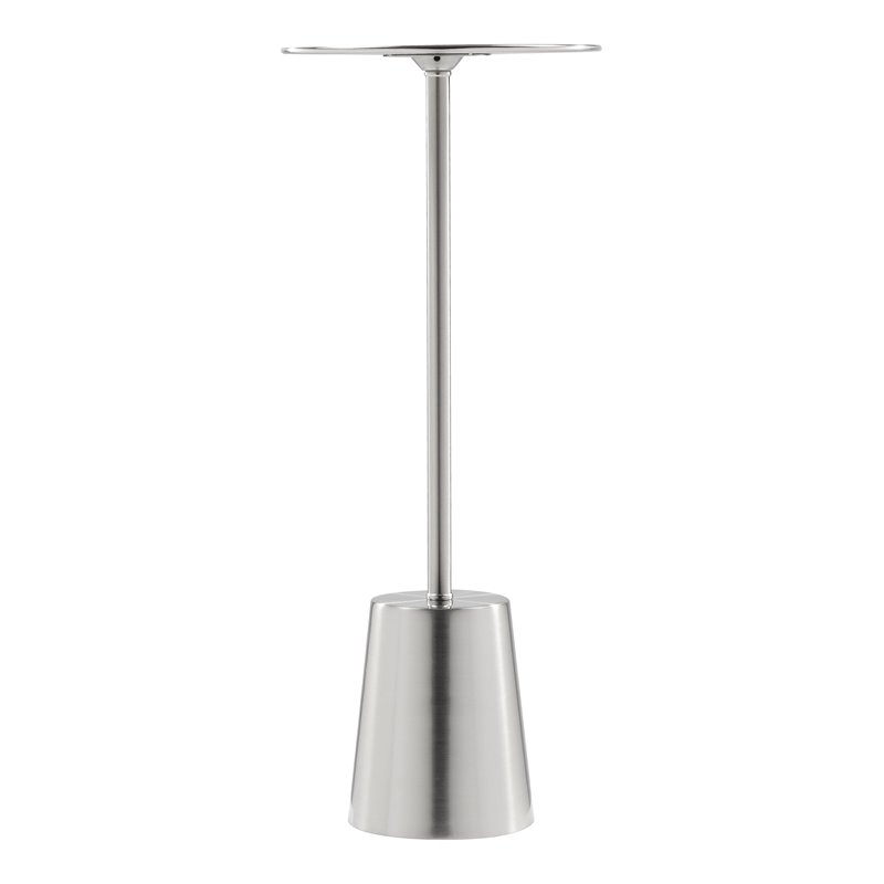 Pangea Home Monty Dome Base Modern Brushed Metal Side Table in Silver