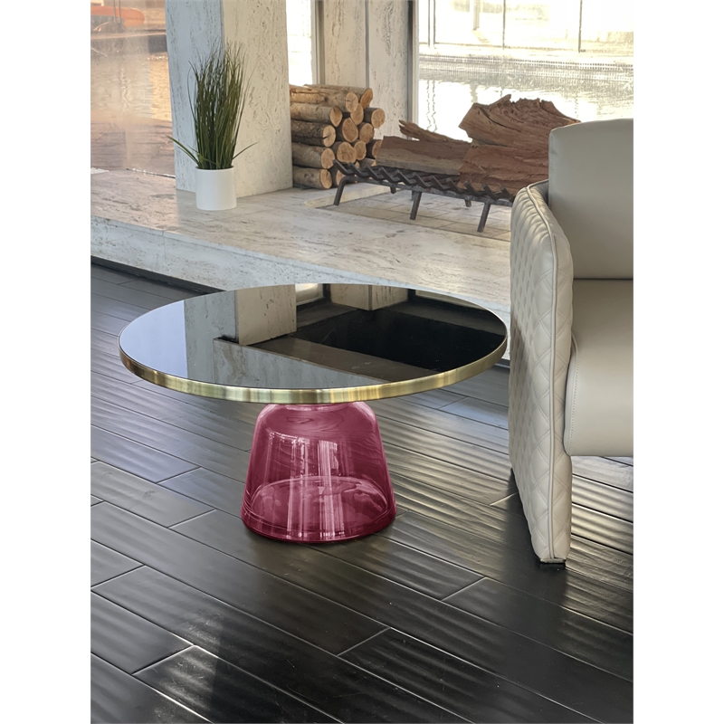 Pangea Home Belinda Modern Glass Coffee Table in Gold & Purple