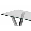 Pangea Home Beverly Tempered Glass & High Polished Steel Console Table in Clear