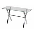 Pangea Home Beverly Tempered Glass & High Polished Steel Console Table in Clear