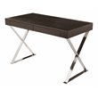 Pangea Home Alexa Modern Wood Veneer & High Polished Steel Desk in Espresso