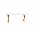 Pangea Home Alexa Lacquer & High Polished Steel Metal Dining Table in White/Gold