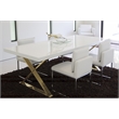 Pangea Home Alexa Lacquer & High Polished Steel Metal Dining Table in White/Gold