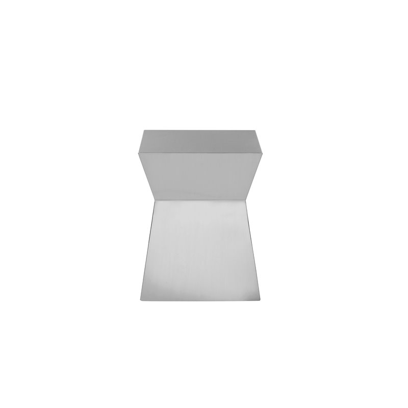 Pangea Home Spenser Cubix Hour Brushed Metal Side Table in Silver
