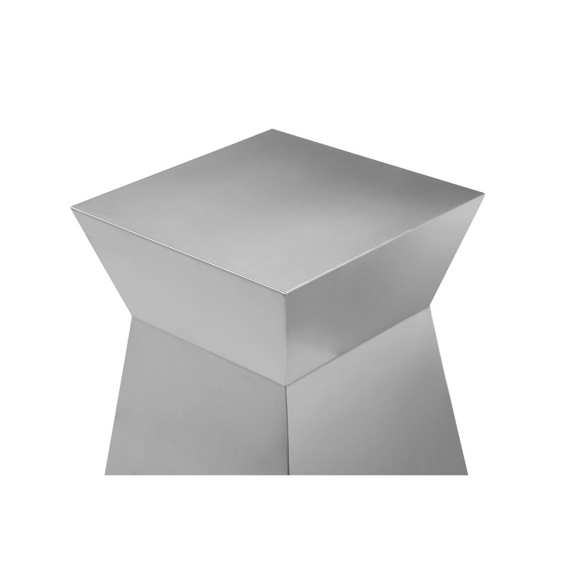 Pangea Home Spenser Cubix Hour Brushed Metal Side Table in Silver