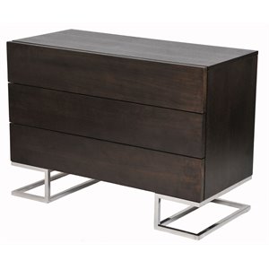 Pangea Home Harper Modern Wood Veneer & High Polished Steel Dresser in Espresso