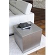 Pangea Home Spenser Cubix Tall Brushed Metal Side Table in Silver