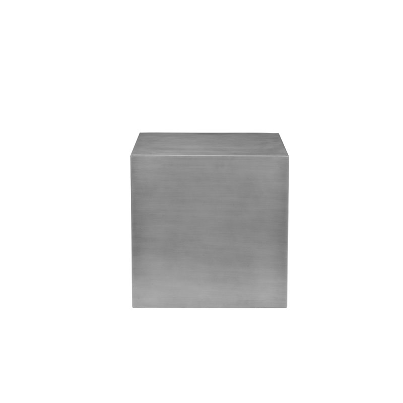 Pangea Home Spenser Cubix Tall Brushed Metal Side Table in Silver