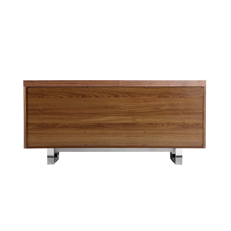 Pangea Home Sienna Modern Wood Veneer and Steel Buffet in Walnut