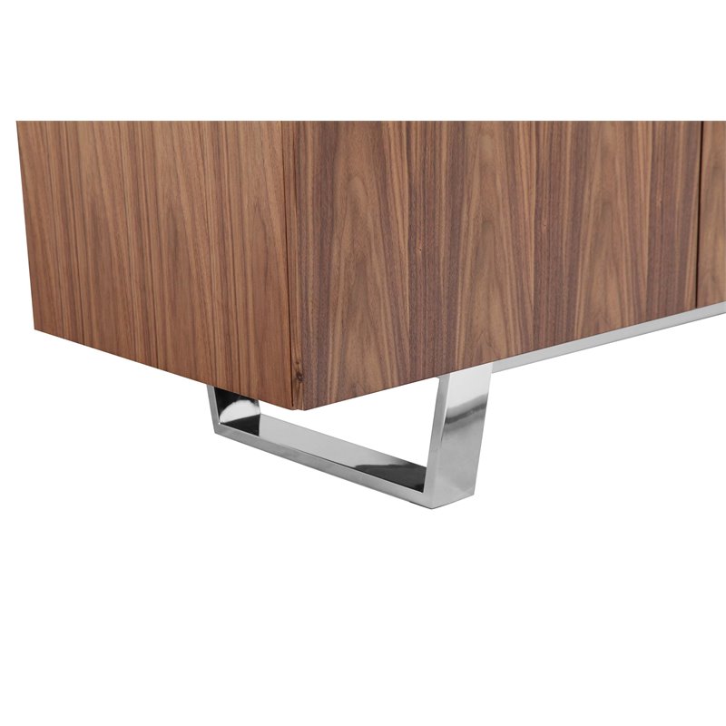 Pangea Home Sienna Modern Wood Veneer and Steel Buffet in Walnut