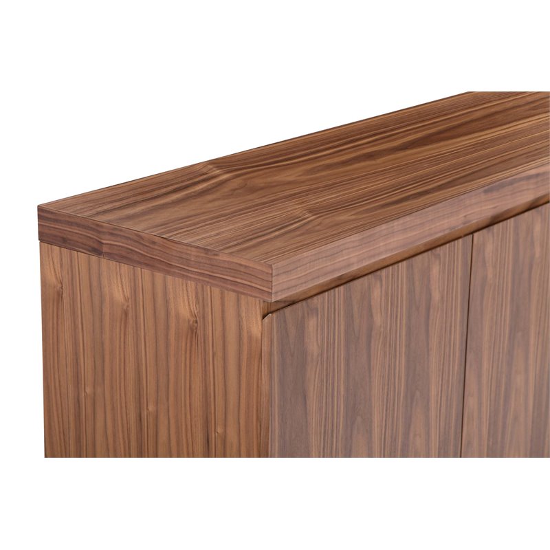 Pangea Home Sienna Modern Wood Veneer and Steel Buffet in Walnut