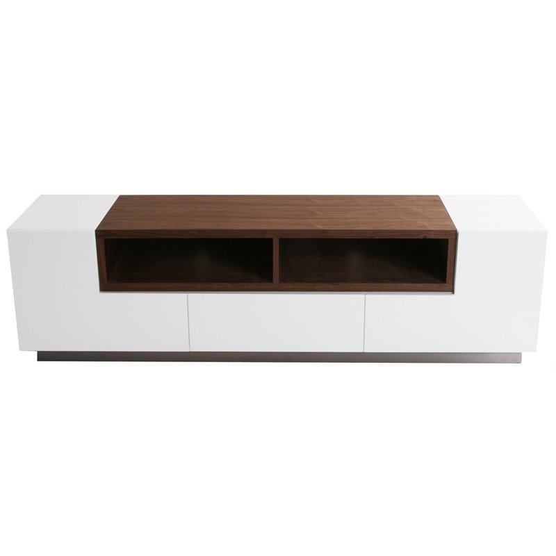 Pangea Home Matrix Short Modern Wood Veneer Buffet in White/Walnut