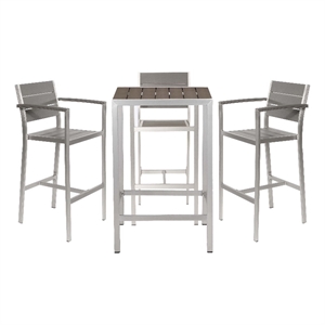 Pangea Home Betty 5-Piece Modern Aluminum Bar Set with Arms in Gray
