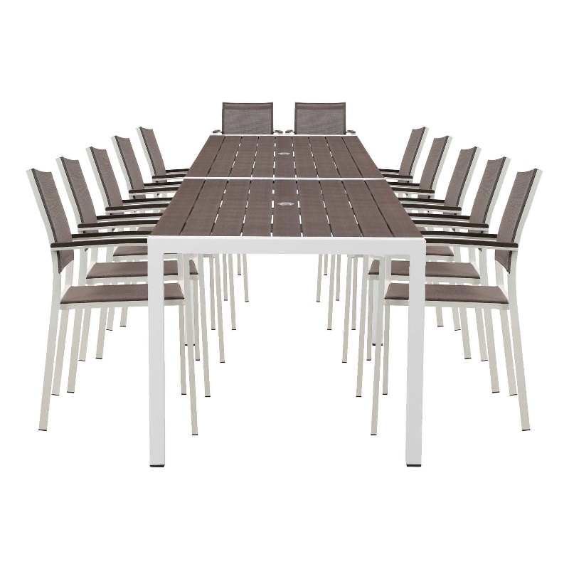 Pangea Home David 14-Piece Modern Aluminum Dining Set in White and Gray Finish