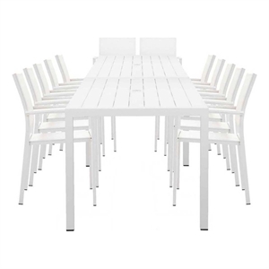Pangea Home David 14-Piece Modern Aluminum Dining Set in White Finish