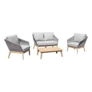 Pangea Home Diego 4-Piece Modern Acacia Wood Sofa Set in Gray Finish