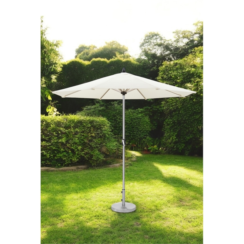 Pangea Home Ella Modern Aluminum and Fabric Umbrella Brush/White
