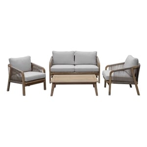 Pangea Home Lola 4-Piece Modern Acacia Wood Dining Set in Beige Finish