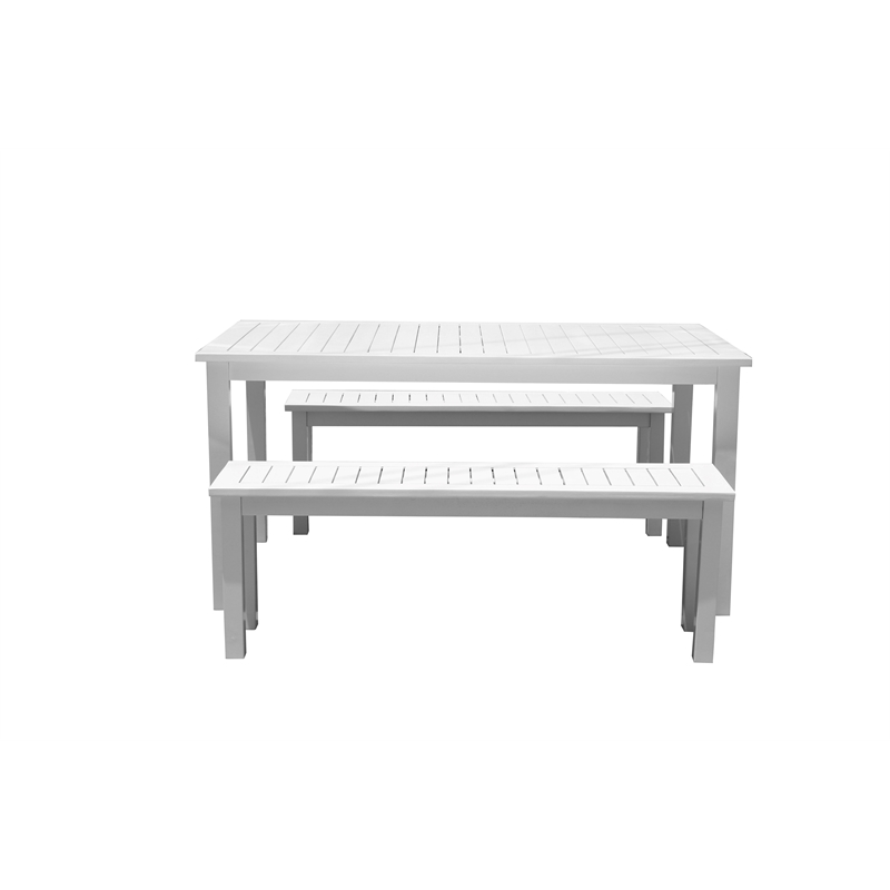 Pangea Home Agua 3-Piece Modern Acacia Wood Dining Set in White Finish