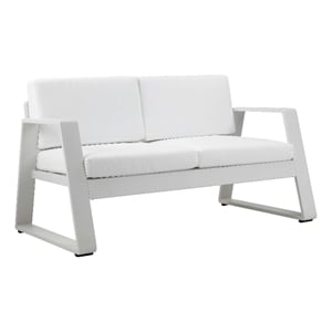 Pangea Home Air 33x57&quot Two Seater Modern Aluminum Sofa in White Finish