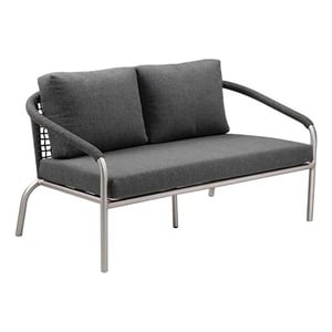 Pangea Home Chelsea Two Seater Modern Aluminum Sofa in Slate Gray