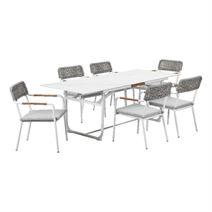Pangea Home Dean 7-Piece Modern Aluminum Dining Set in Gray Finish