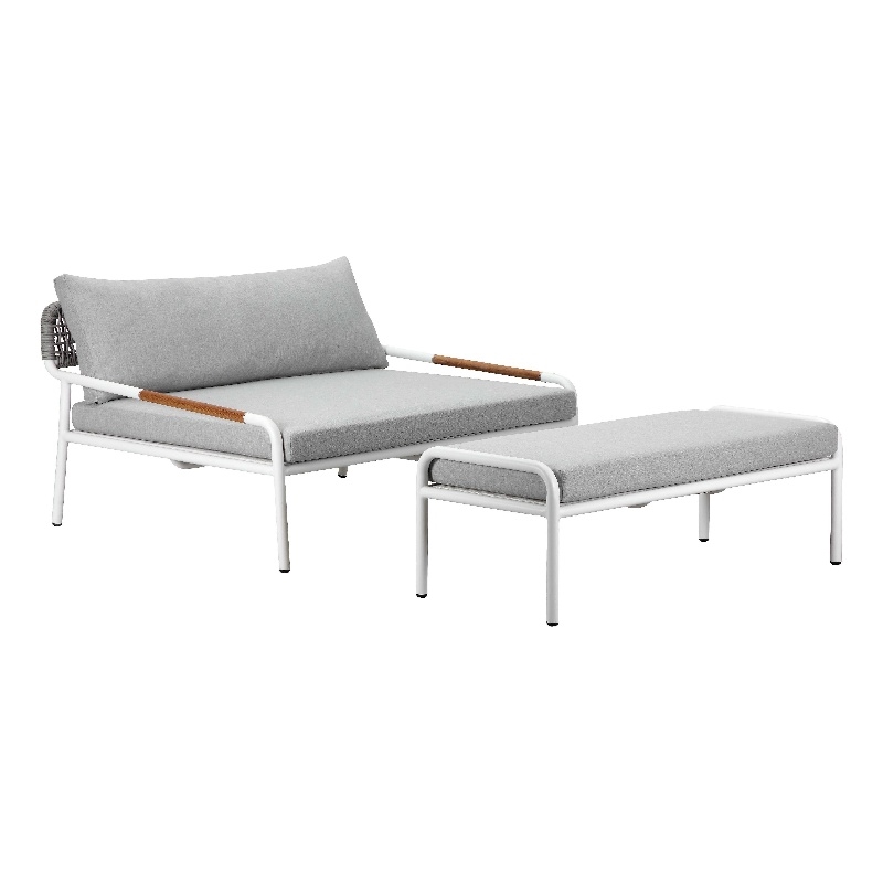 Pangea Home Dean 2-Piece Modern Aluminum Daybed and Ottoman in Gray