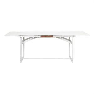 Pangea Home Dean 30x87&quot Modern Aluminum Dining Table in White Finish