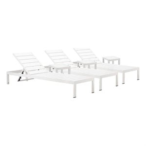 Pangea Home Joseph 6-Piece Aluminum Lounger and Side Table in White