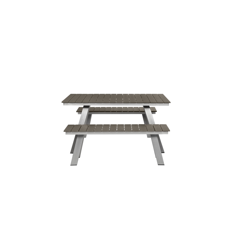 Pangea Home Jack 3-Piece Modern Aluminum Dining Set in Gray and Brush Finish