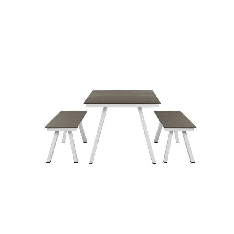 Pangea Home Jack 3-Piece Modern Aluminum Dining Set in Gray and White Finish