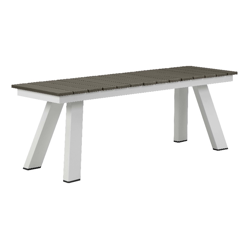Pangea Home Jack Modern Aluminum and Polyresin Bench in Gray and White Finish