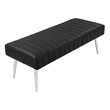 Pangea Home Hilda Bench Faux Leather Black and High Polished Steel Legs