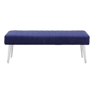 Pangea Home Hilda 17&quot Modern Velvet Upholstered Bench in Navy