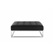 Pangea Home Pippa Square Modern Faux Leather Upholstered Ottoman in Black
