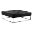 Pangea Home Pippa Square Modern Faux Leather Upholstered Ottoman in Black