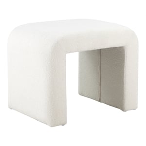 Pangea Home Ella 19&quot Modern Fabric Upholstered Stool in White