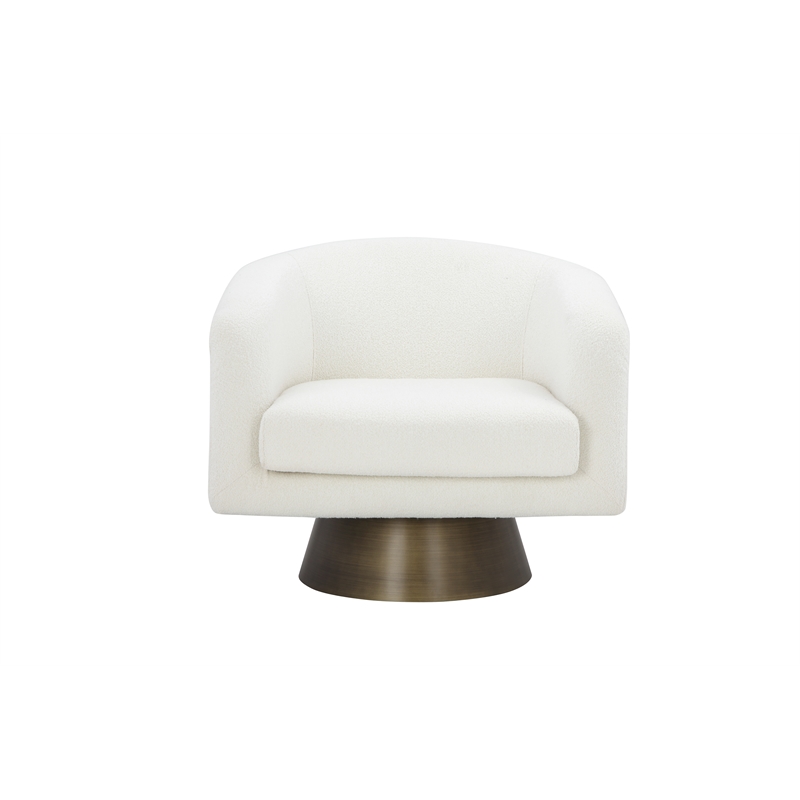 Pangea Home Goli Modern Fabric Upholstered Lounge Chair in White