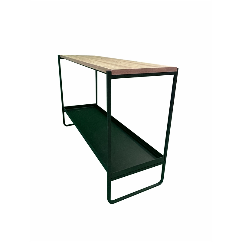 Pangea Home Vila 2-Tier Modern Wood Veneer/Metal Console in Black