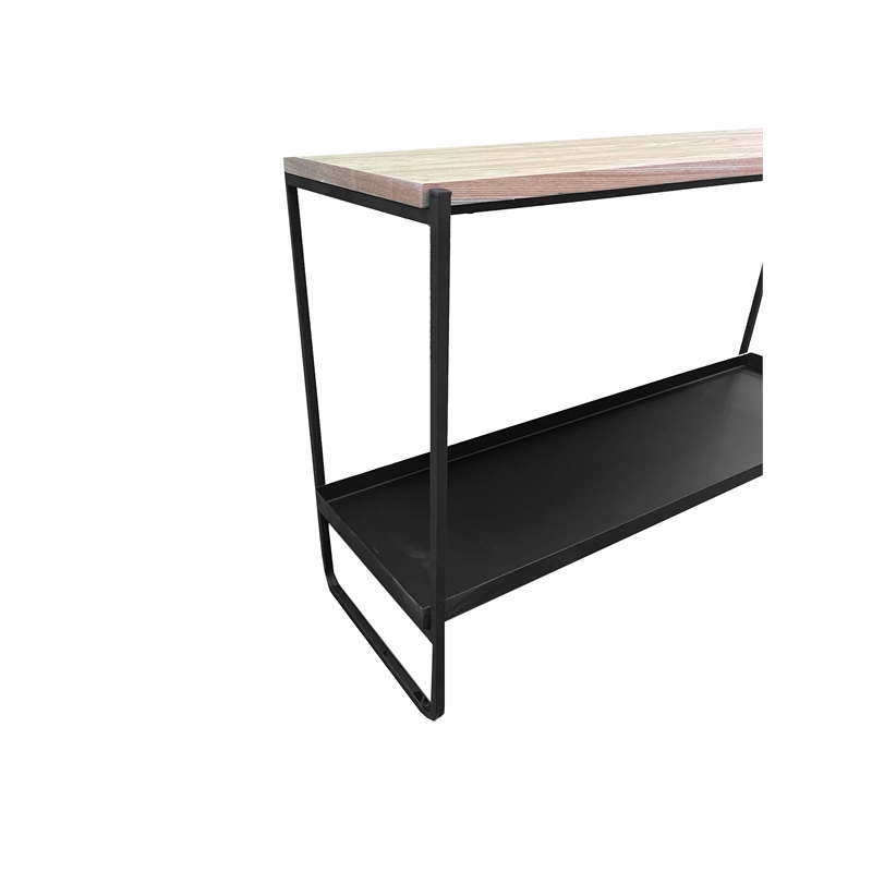 Pangea Home Vila 2-Tier Modern Wood Veneer/Metal Console in Black