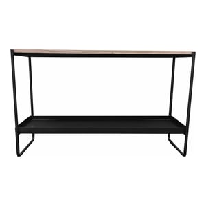 Pangea Home Vila 2-Tier Modern Wood Veneer/Metal Console in Black