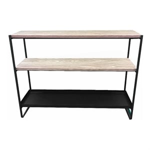 Pangea Home Vila 3-Tier Modern Wood Veneer/Metal Shelf in Black
