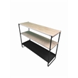 Pangea Home Vila 3-Tier Modern Wood Veneer/Metal Shelf in Black