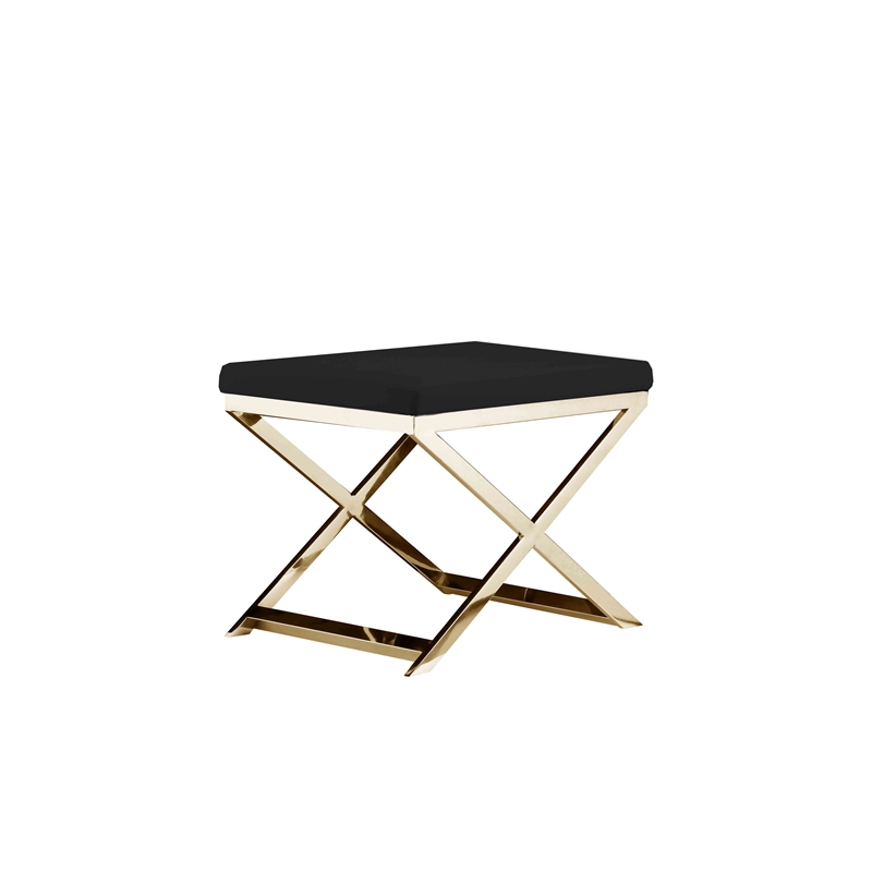 Gold Lexi Stool Faux Leather Black & Gold Frame