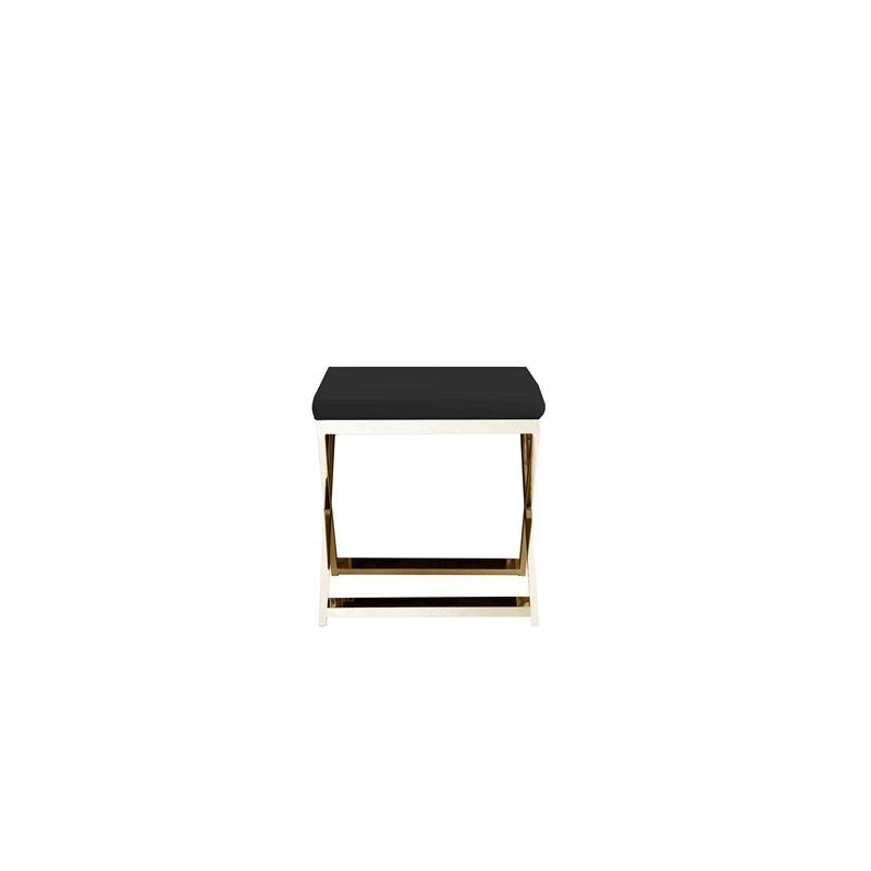 Gold Lexi Stool Faux Leather Black & Gold Frame