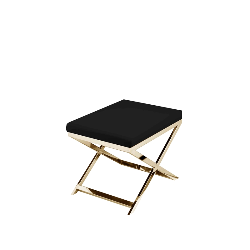 Gold Lexi Stool Faux Leather Black & Gold Frame