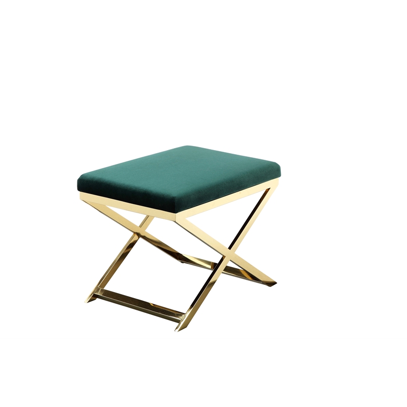 Gold Lexi Stool Velvet Green & Gold Frame