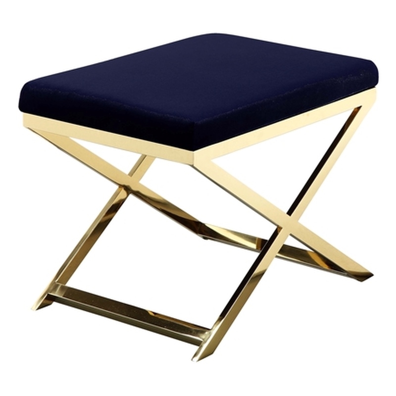 Gold Lexi Stool Navy Velvet & Gold Frame