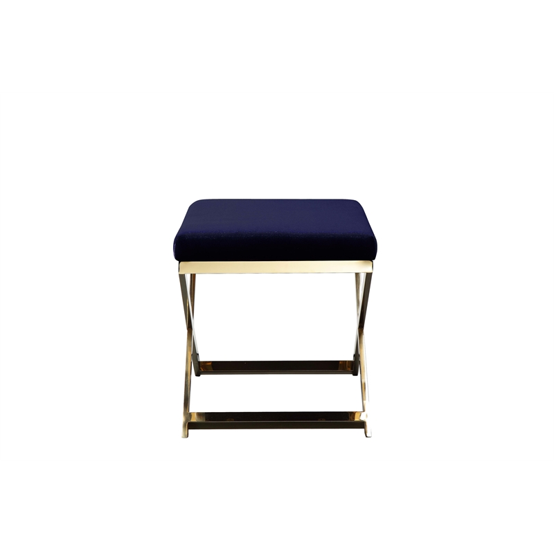 Gold Lexi Stool Navy Velvet & Gold Frame