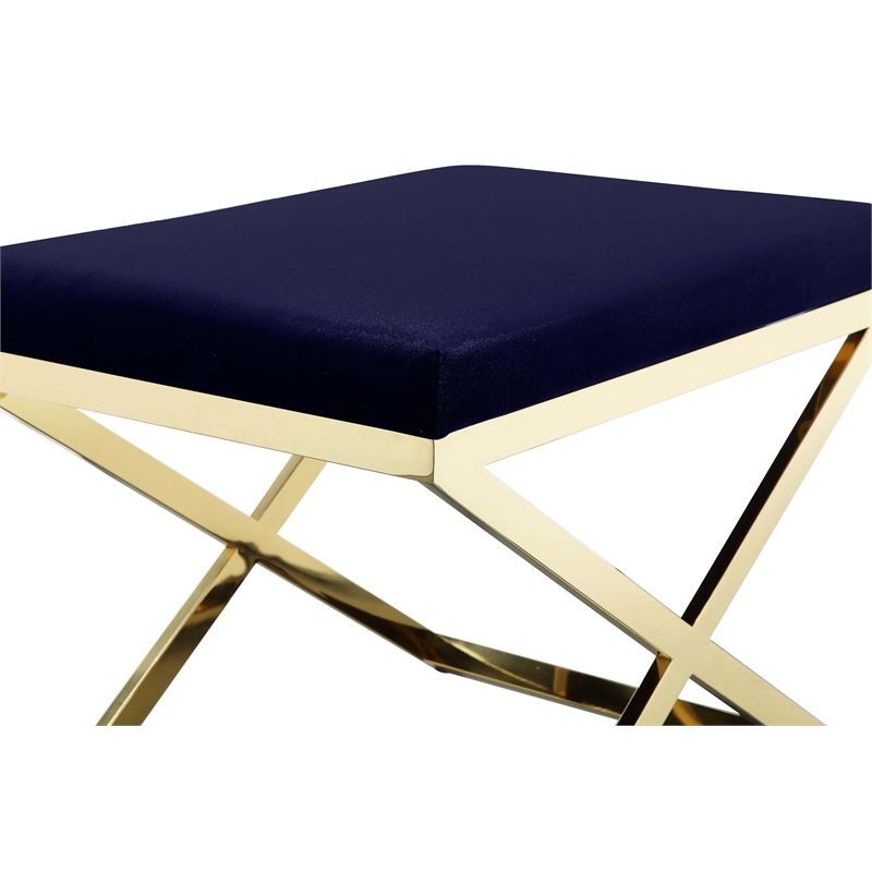 Gold Lexi Stool Navy Velvet & Gold Frame